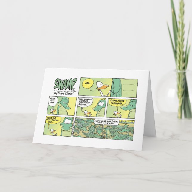 Swamp Crocodile Relative Christmas Visit Holiday Card (Front)