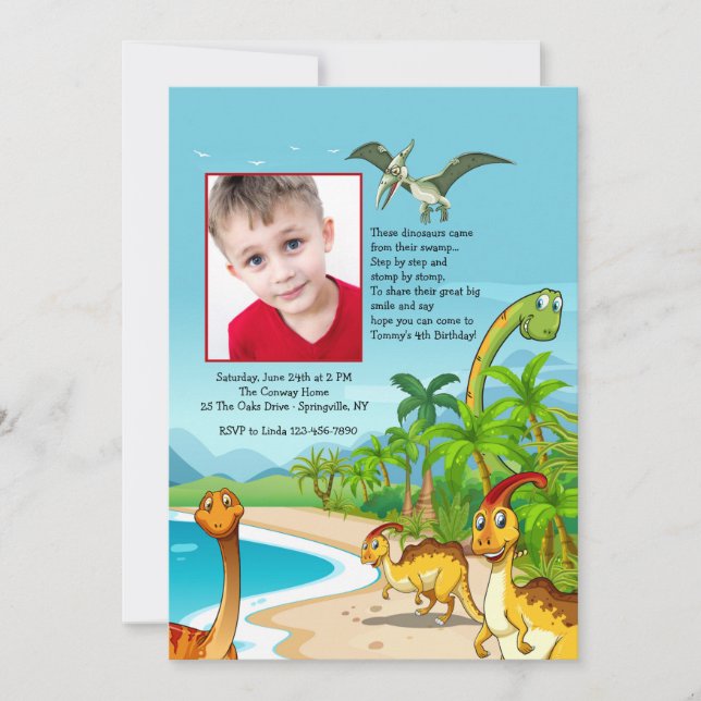 Swamp Dinosaurs Photo Invitation (Front)