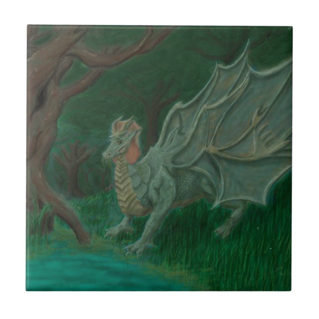 Swamp Dragon Ceramic Tile (Front)