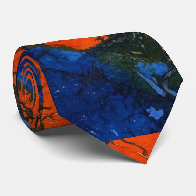 "Swamp Fire #4" Abstract Design Tie (Rolled)