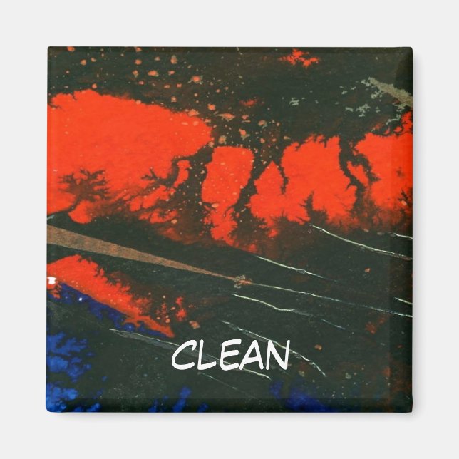 "Swamp Fire #5" Abstract Dishwasher Status Magnet (Front)