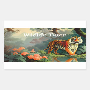 Swamp Forest Wild Tiger Vintage Poster Rectangular Sticker