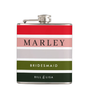 Swamp Green Personalized Bridesmaid Hip Flask
