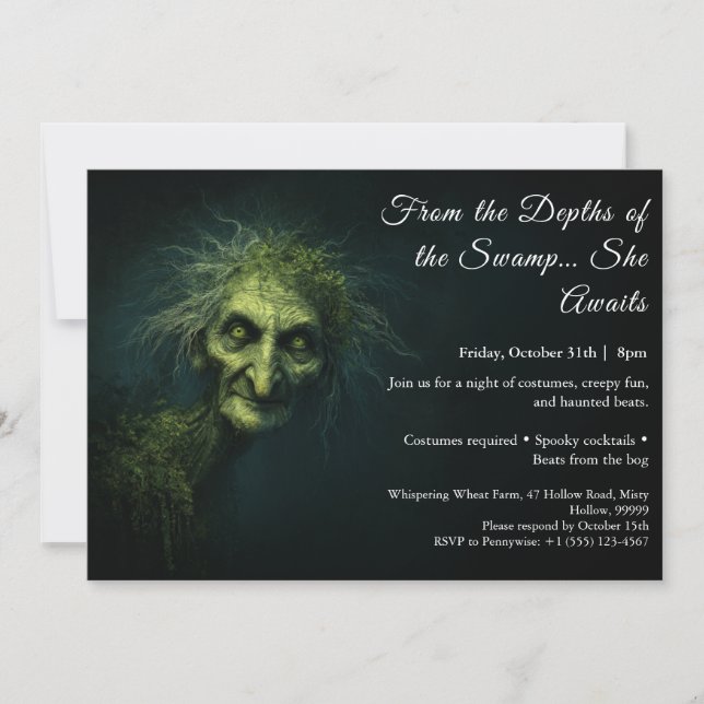 Swamp Hag Halloween Costume Party Invitation (Front)