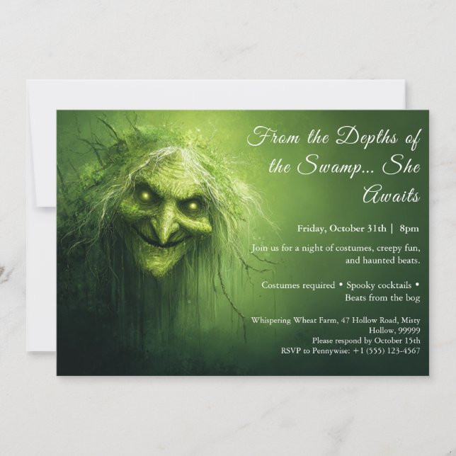 Swamp Hag Halloween Costume Party Invitation (Front)