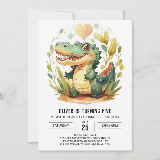 Swamp Kids Crocodile Birthday Invitation (Front)