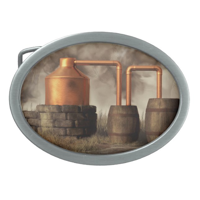 Swamp Moonshine Still Belt Buckle (Front)