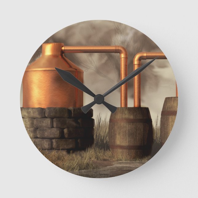 Swamp Moonshine Still Round Clock (Front)