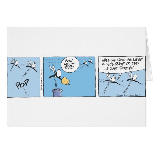 Swamp Mosquito, Red Wine Cartoon Cards (Front Horizontal)
