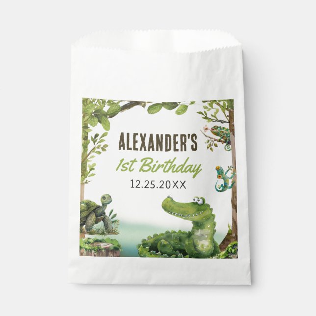 Swamp Reptile 1st Birthday Party  Favor Bag (Front)