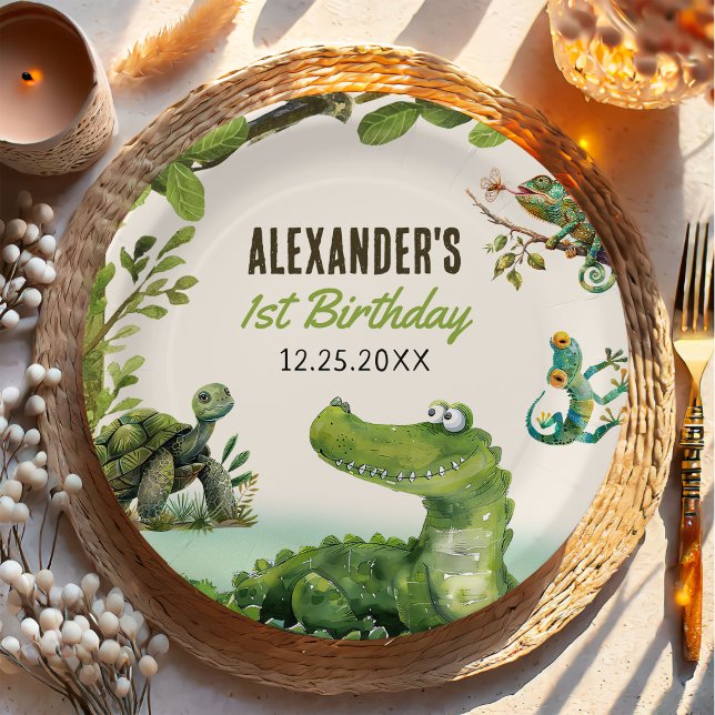 Swamp Reptile 1st Birthday Party  Paper Plates (Creator Uploaded)