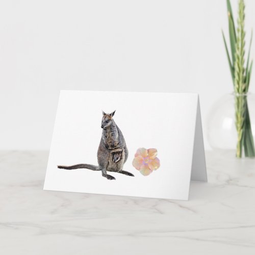 Swamp Wallaby and Hibiscus Flower   Card