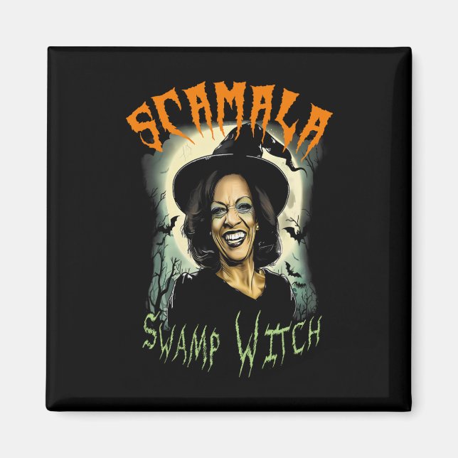 Swamp Witch Funny Anti Kamala Harris 2024 Hallowee Magnet (Front)