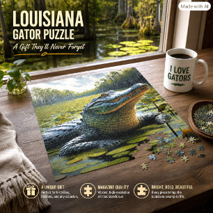 Swamp with Bull Alligator Jigsaw Puzzle