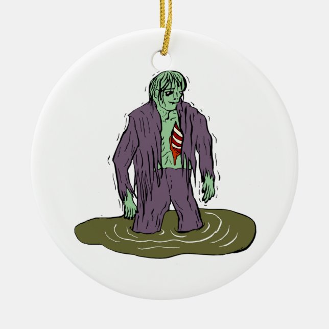 Swamp Zombie Ceramic Ornament (Front)