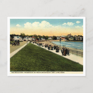 Swampscott, Lynn MA, Promenade c1920s Vintage Postcard