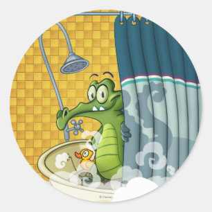 Swampy in the Shower Classic Round Sticker