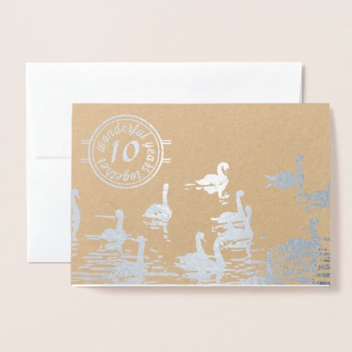 Swan 10th tin wedding anniversary card