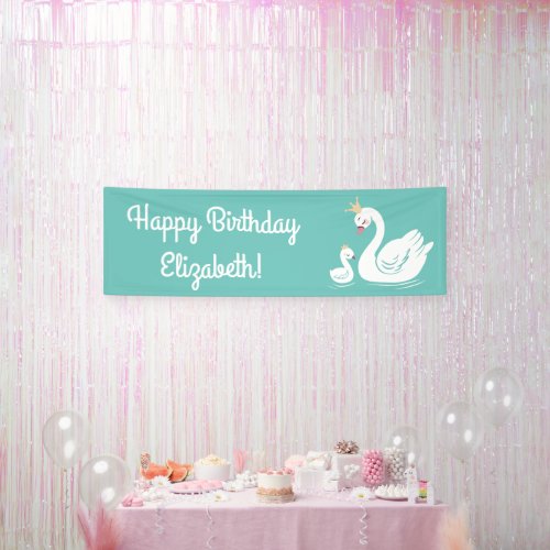 Swan 1st Birthday Party Baby Shower Banner