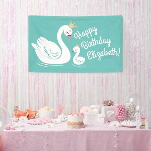 Swan 1st Birthday Party Baby Shower Banner