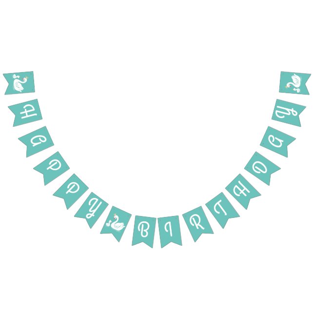 Swan 1st Birthday Party Baby Shower Bunting Flags (All)