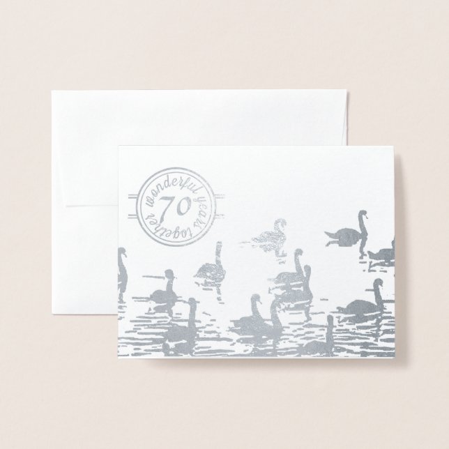 Swan 70th platinum wedding anniversary card (Front With Envelope)