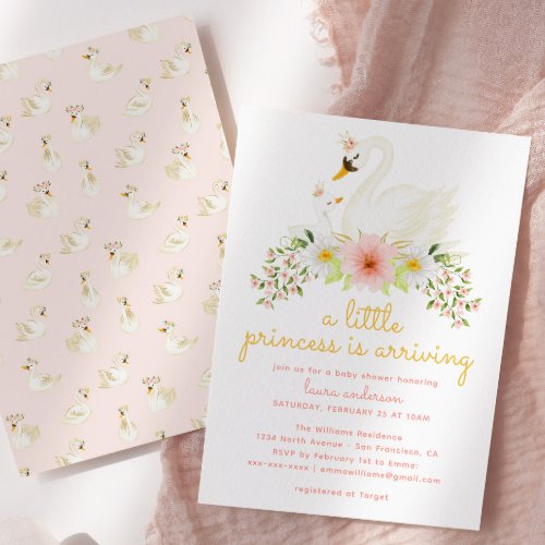 Swan _ A Little Princess is Arriving _ Baby Shower Invitation