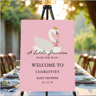 Swan A Little Princess Pink Baby Shower Foam Board