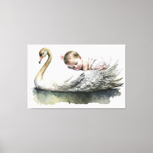 Swan and Baby, Baby Shower, Baby Room, Artwork