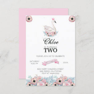 Swan And Crown Birthday Invitation