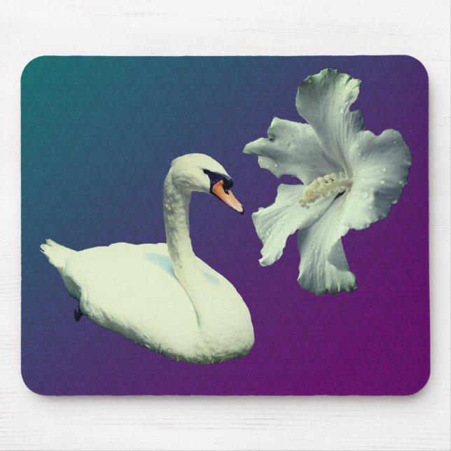 Swan And Hibiscus Flower Nature  Mouse Pad (Front)