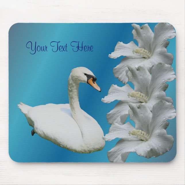Swan And Hibiscus Flower Nature Mousepad (Front)