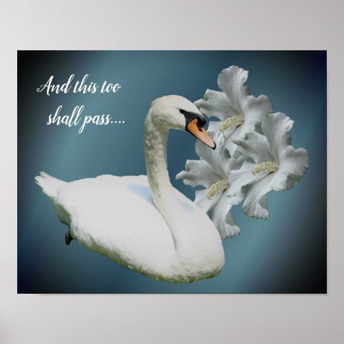 Swan And Hibiscus Flowers Inspirational Poster