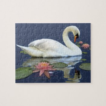 Swan And Lilies Jigsaw Puzzle by bhymer at Zazzle