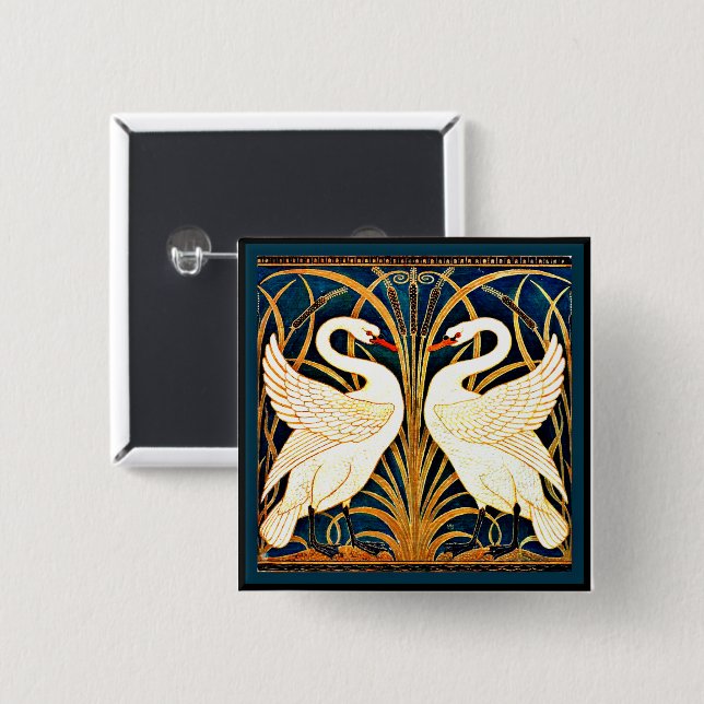 Swan and Rush and Iris,  Button (Front & Back)