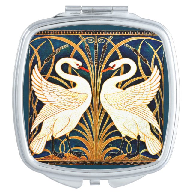 Swan and Rush and Iris,  Compact Mirror (Front)