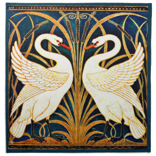 Swan and Rush and Iris, fine art, Cloth Napkin