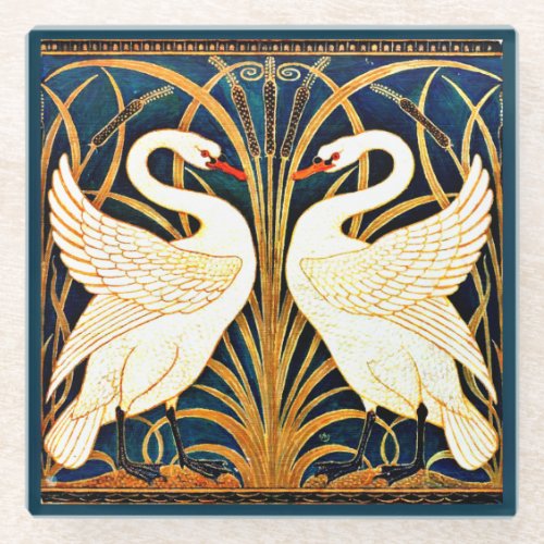 Swan and Rush and Iris Glass Coaster
