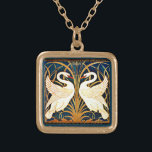 Swan and Rush and Iris, Gold Plated Necklace<br><div class="desc">Beautiful vintage design - Swan and Rush and Iris, 1875 artwork by Walter Crane</div>