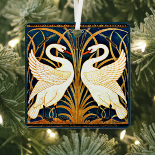 Swan and Rush and Iris, Metal Ornament