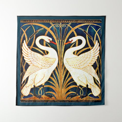 Swan and Rush and Iris  Tapestry