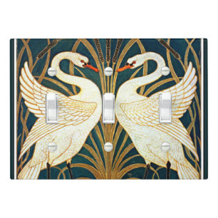 Swan and Rush and Iris, vintage design Light Switch Cover