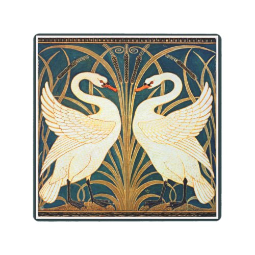Swan and Rush and Iris vintage design Metal Print