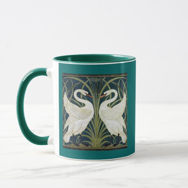 Swan and Rush and Iris wallpaper Mug (Left)