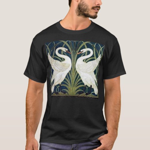 Swan and Rush and Iris wallpaper T_shirt