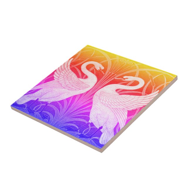 Swan and Rush and Iris wallpaper Tile (Side)
