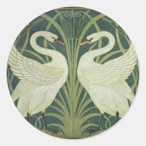 Swan and Rush Art Nouveau Sticker