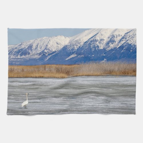 Swan and snow  kitchen towel