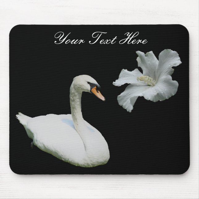 Swan And White Hibiscus Flower Mousepad (Front)