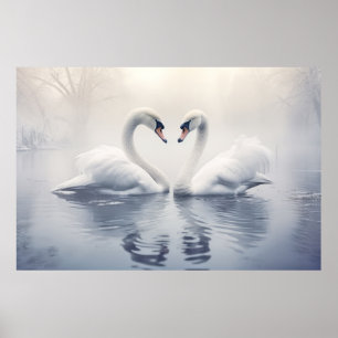 Swan Animal Bird Wildlife Wilderness Colorful Art Poster
